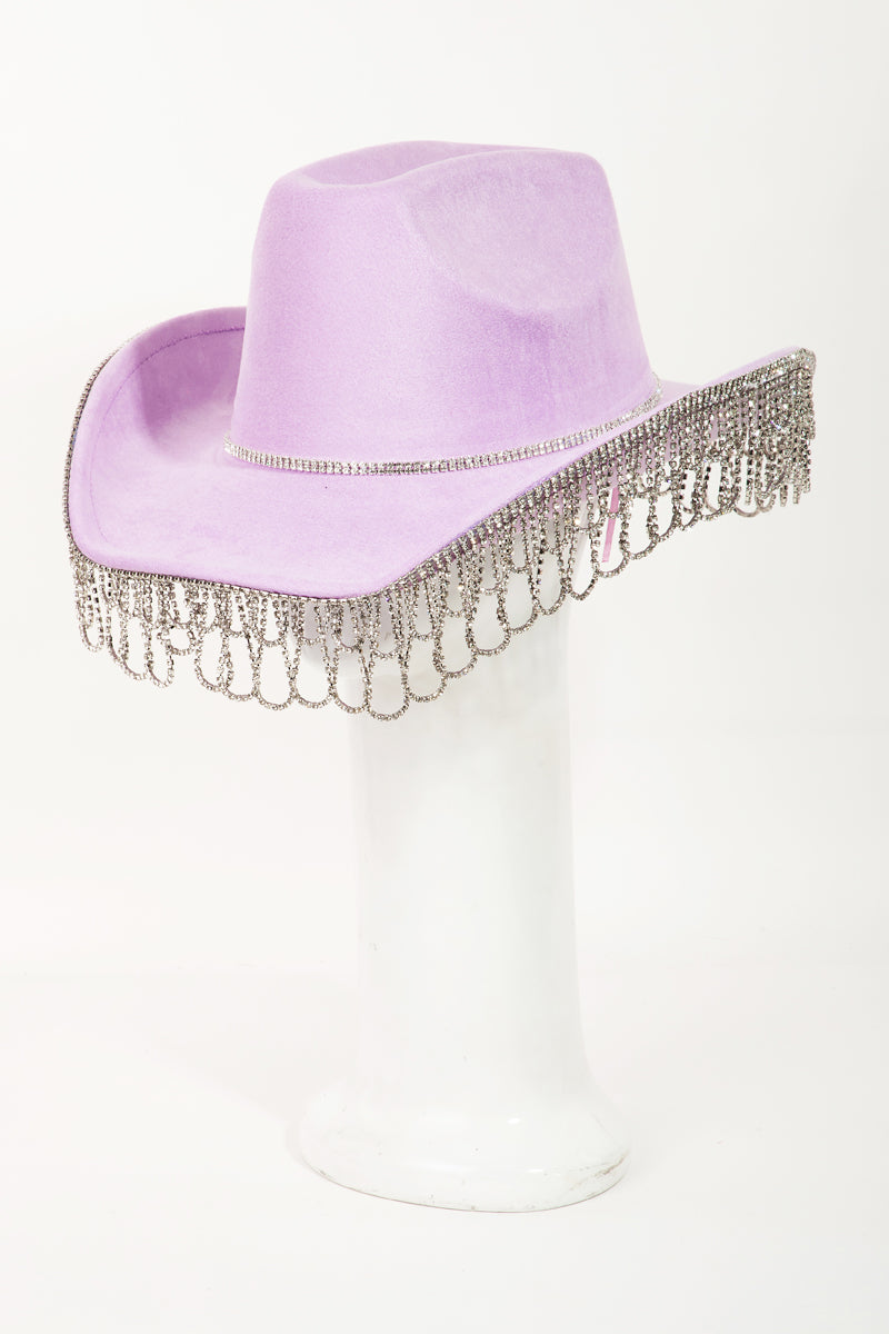 Intricate Rhinestone Curtain Fringe Western Cowboy Hat