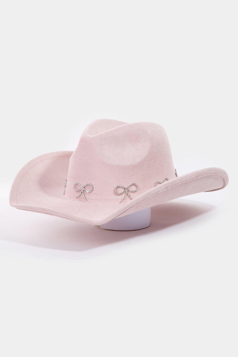 Rhinestone Bow Tie Decor Western Cowboy Hat