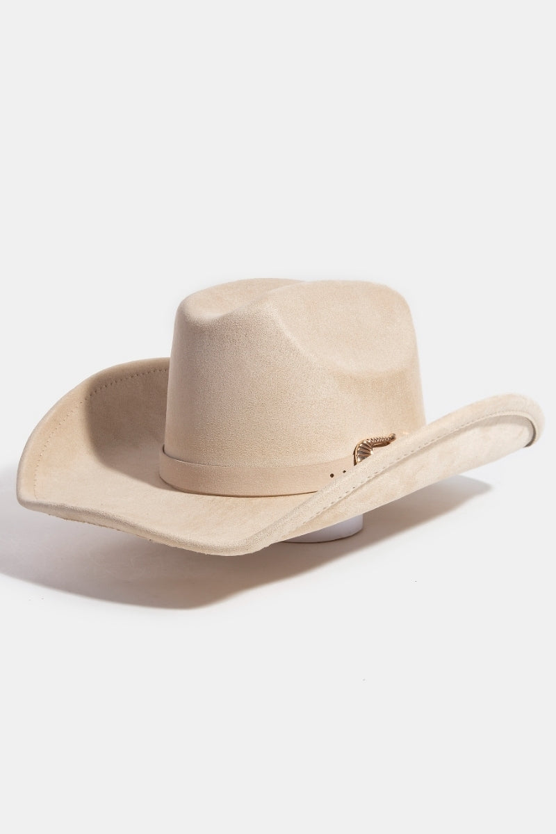 Western Simple Faux Suede Cowboy Fedora Hat