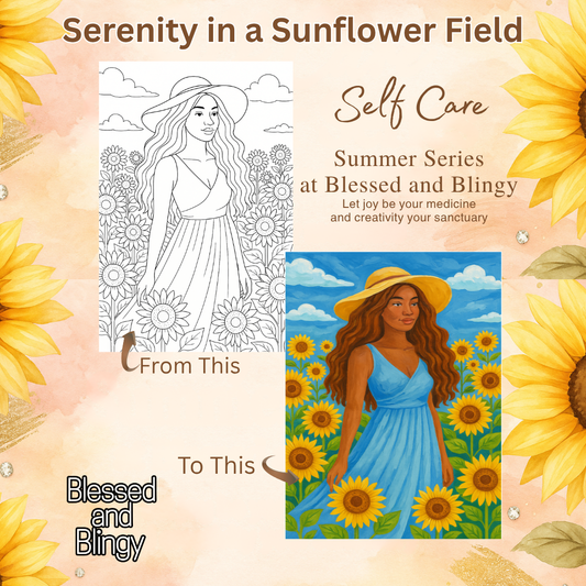 Serenity in a Sunflower Field – DIY Canvas Painting Kit for Relaxation & Self Care