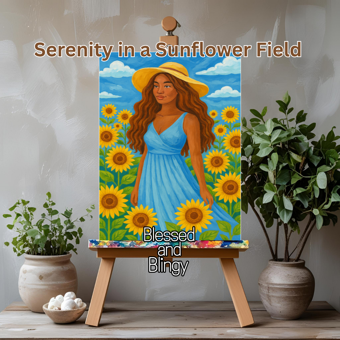 Serenity in a Sunflower Field β DIY Canvas Painting Kit for Relaxation & Self Care