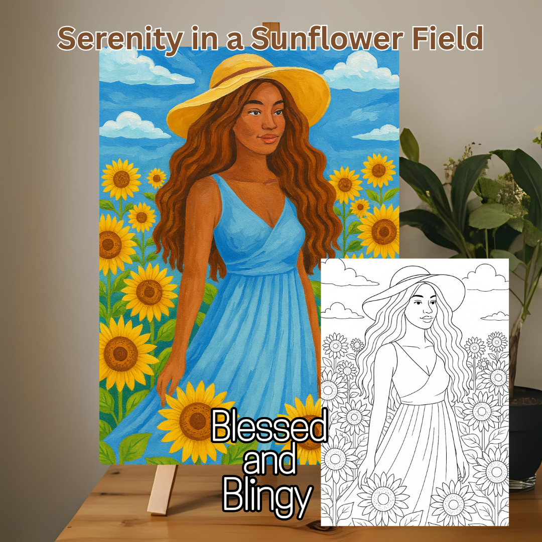 Serenity in a Sunflower Field β DIY Canvas Painting Kit for Relaxation & Self Care