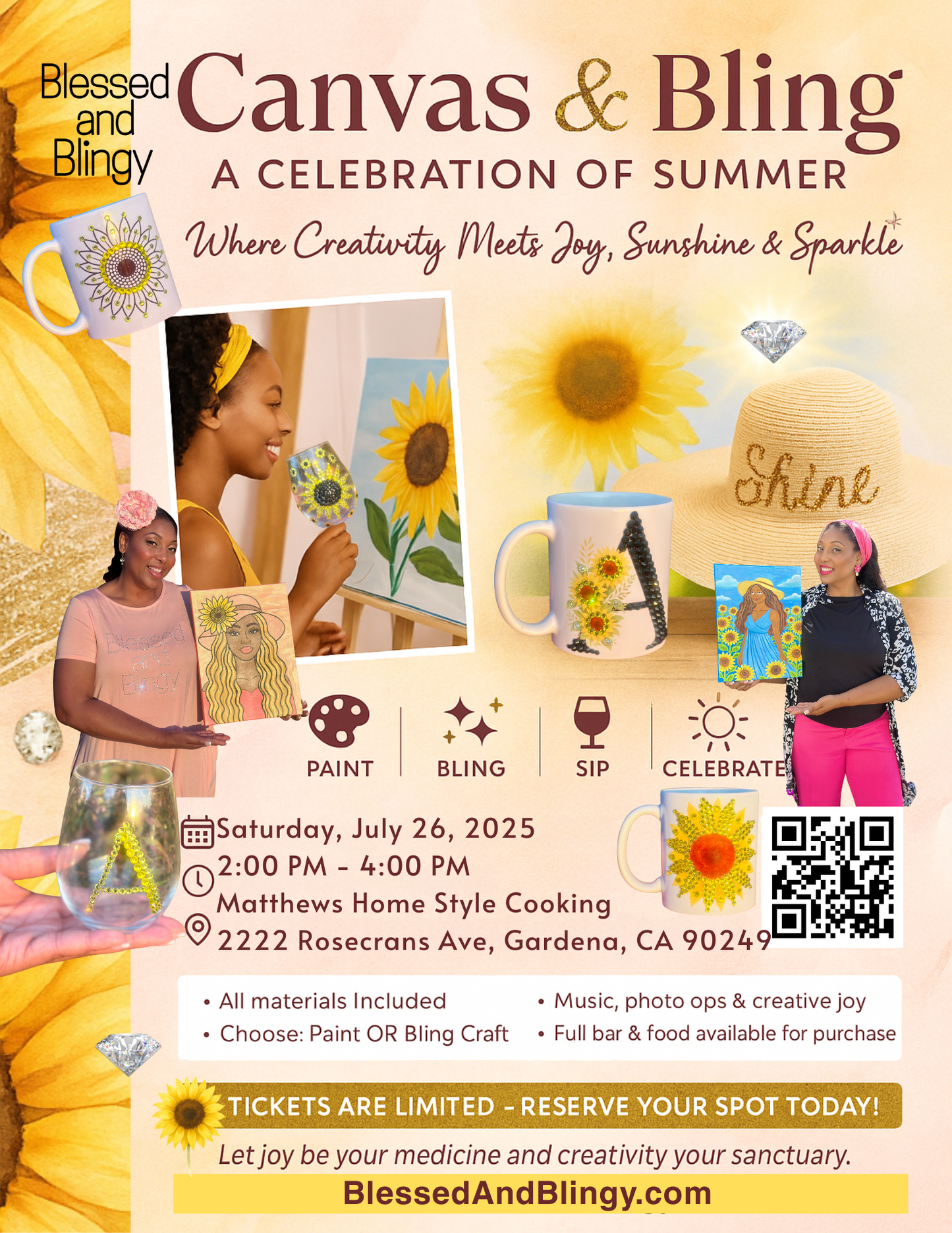 Canvas & Bling: A Celebration of Summer – Paint & Sip + Bling Craft Event | Gardena, CA