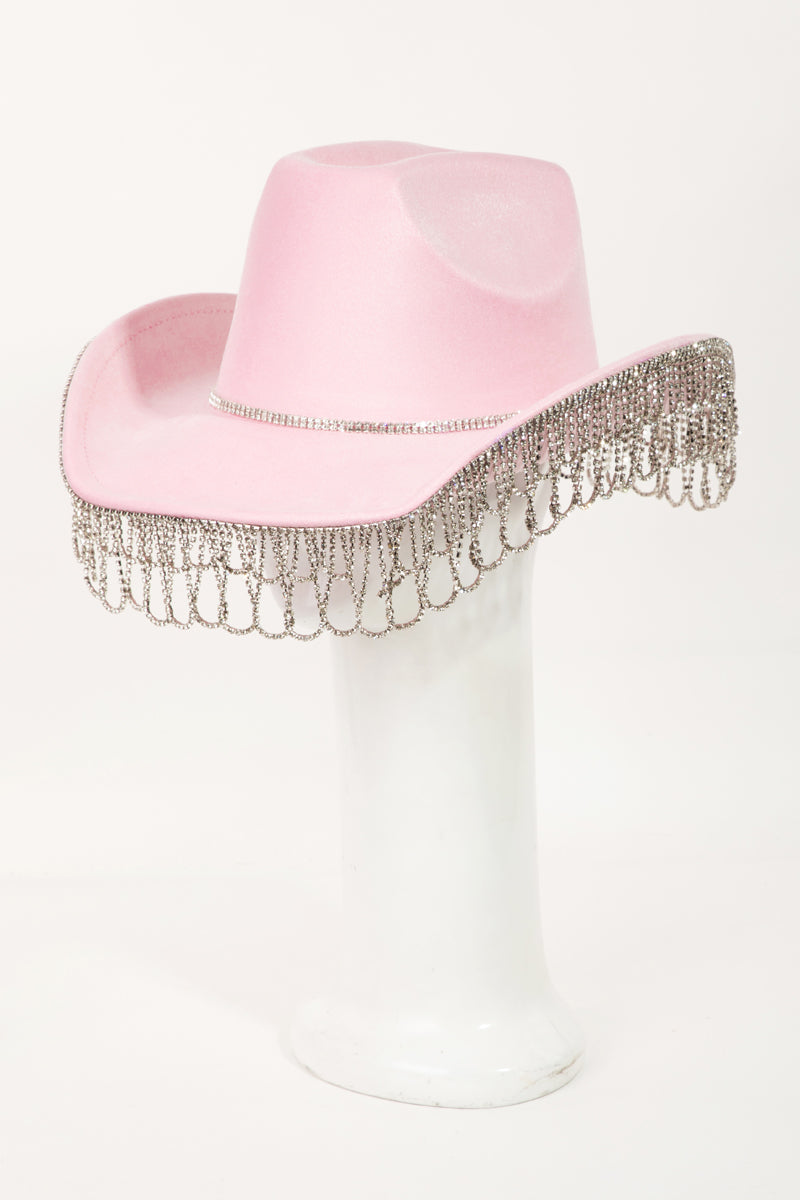 Intricate Rhinestone Curtain Fringe Western Cowboy Hat