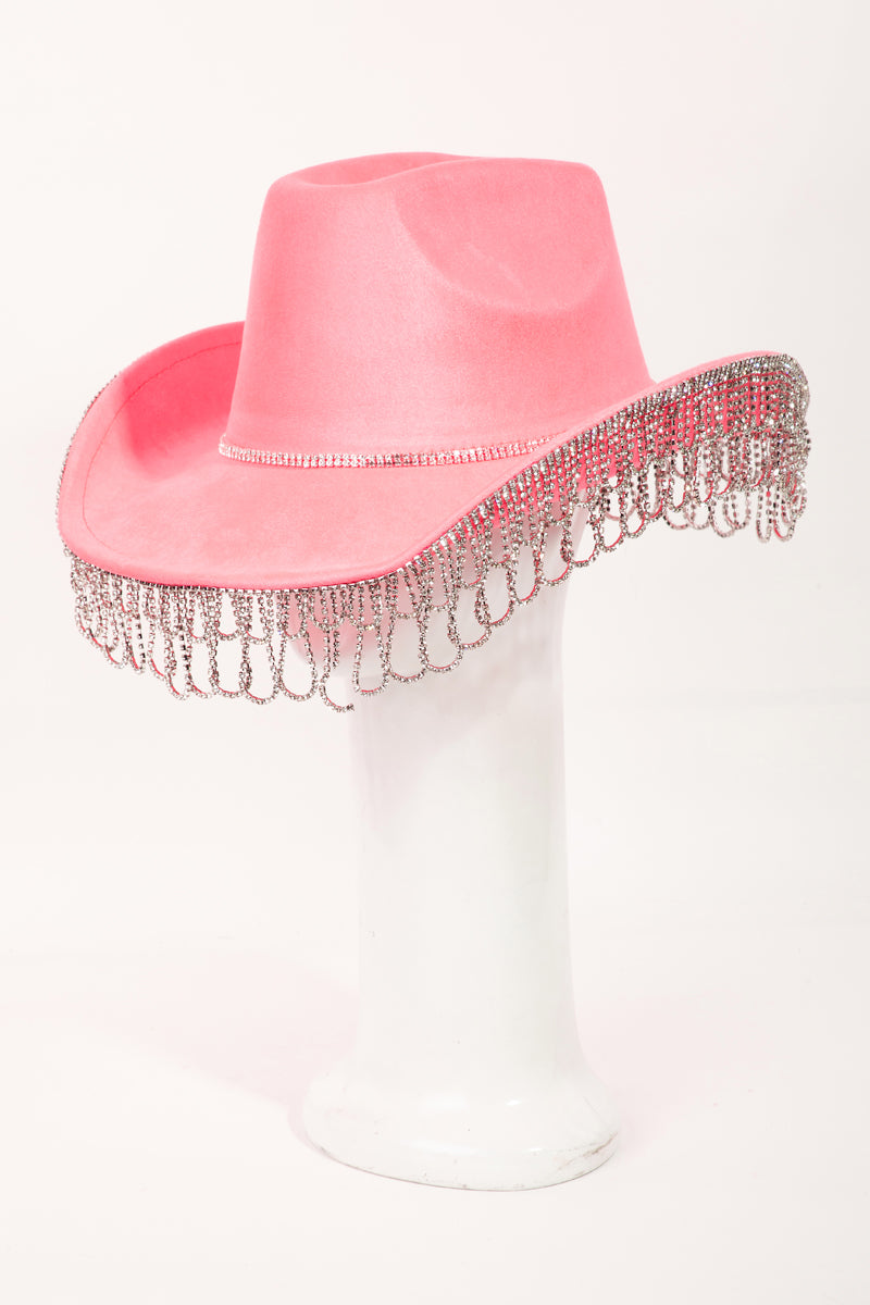 Intricate Rhinestone Curtain Fringe Western Cowboy Hat