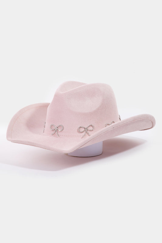 Rhinestone Bow Tie Decor Western Cowboy Hat