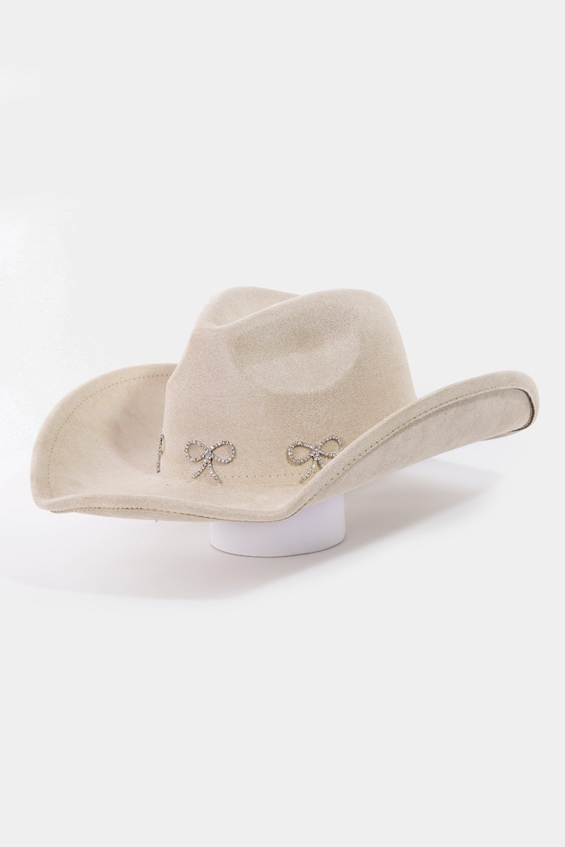 Rhinestone Bow Tie Decor Western Cowboy Hat