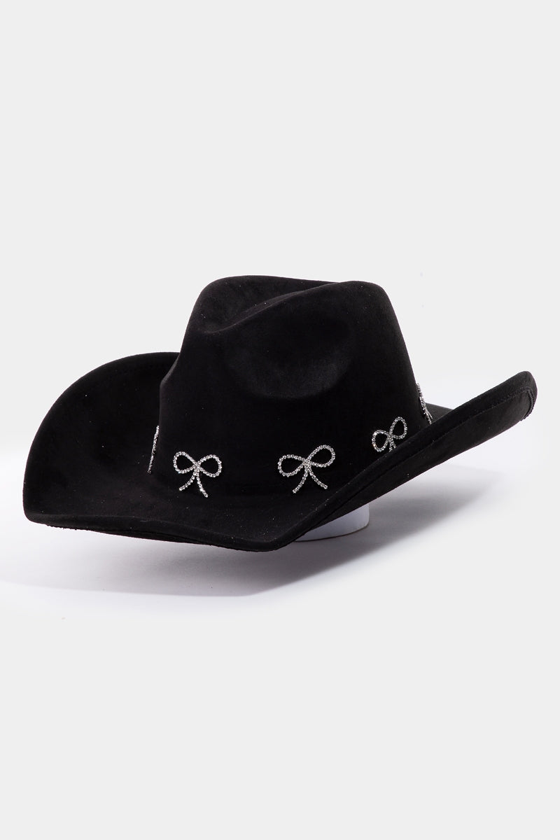 Rhinestone Bow Tie Decor Western Cowboy Hat