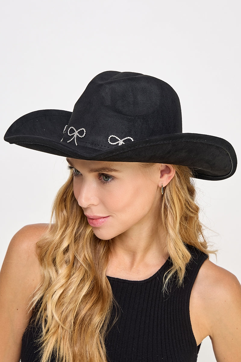 Rhinestone Bow Tie Decor Western Cowboy Hat