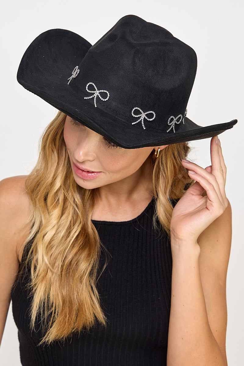 Rhinestone Bow Tie Decor Western Cowboy Hat