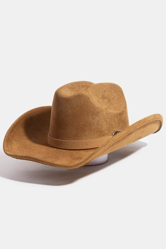 Western Simple Faux Suede Cowboy Fedora Hat