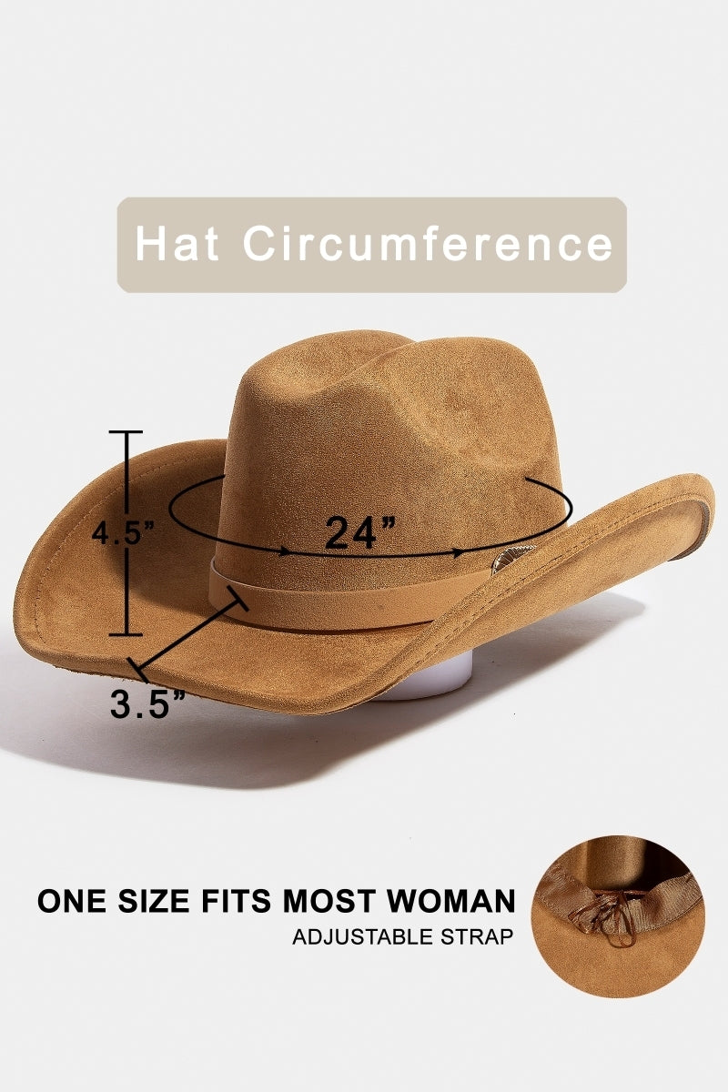 Western Simple Faux Suede Cowboy Fedora Hat
