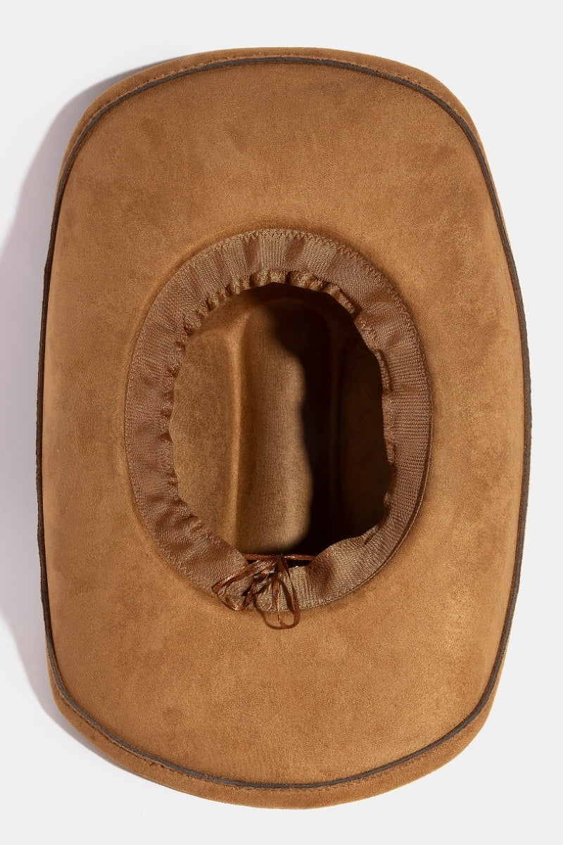 Western Simple Faux Suede Cowboy Fedora Hat