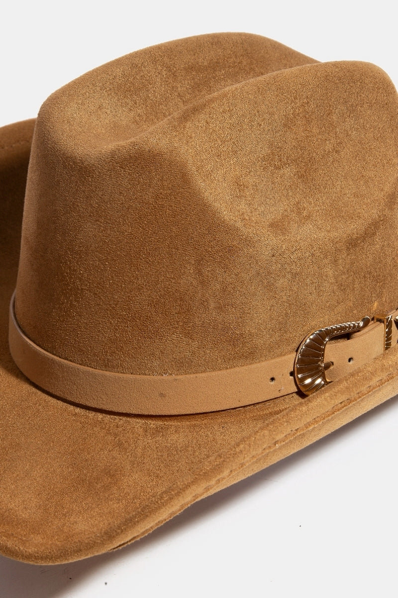 Western Simple Faux Suede Cowboy Fedora Hat