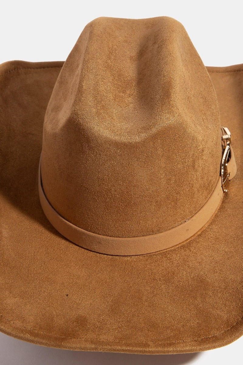 Western Simple Faux Suede Cowboy Fedora Hat