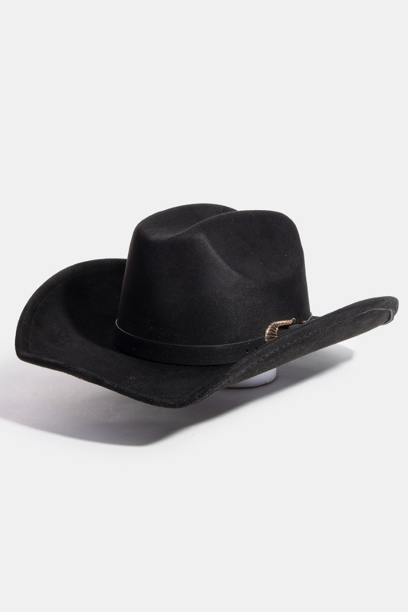 Western Simple Faux Suede Cowboy Fedora Hat