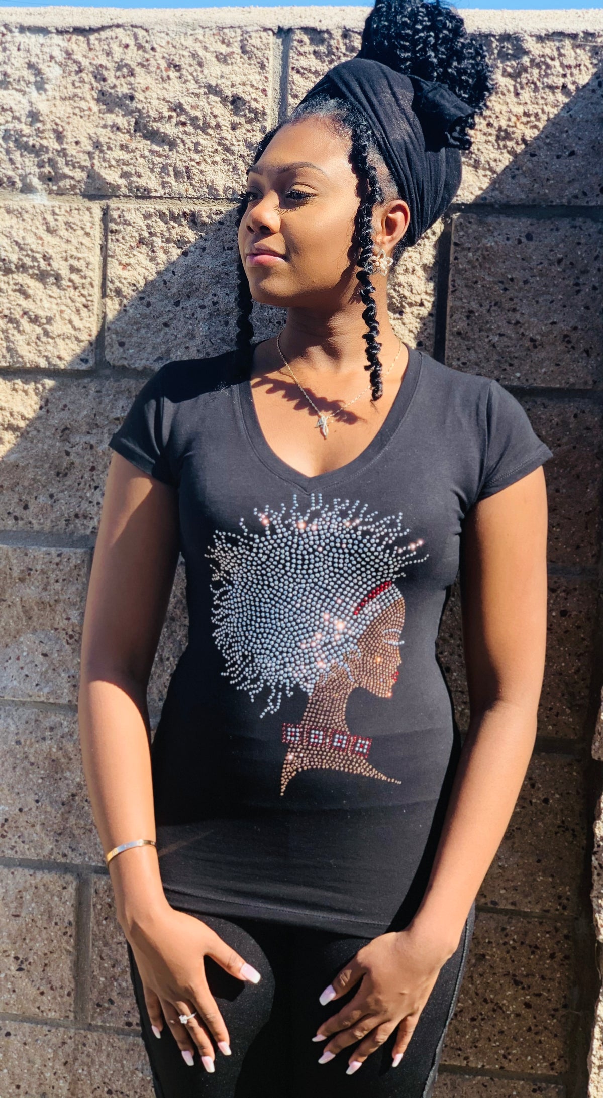 Wild Afro Lady Rhinestone Bling T-Shirt – Brown Skin Beauty